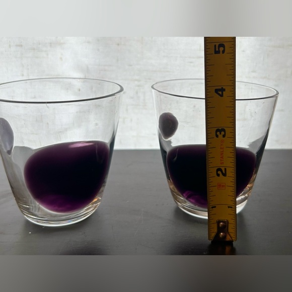 2 Bormioli, glass tumblers. Old Fashion / Lowball glasses. Purple. 3.75” Italy - Picture 8 of 8